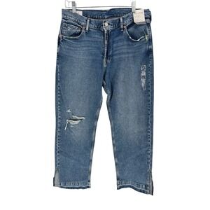 New! Women's Gap Sz 31/30 12R Mid Rise Loose Jeans Distressed Raw Hem